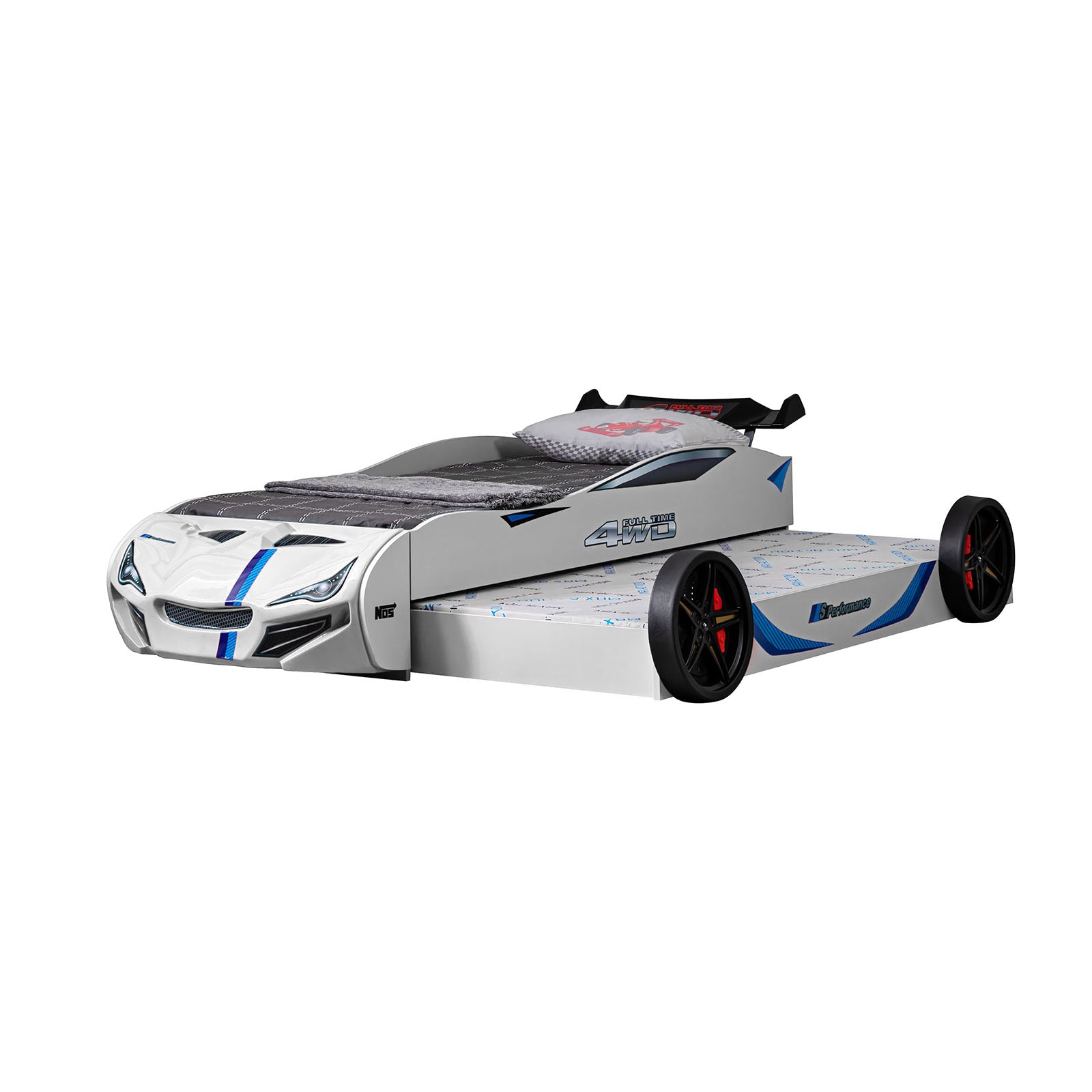 Tracklite - Car Bed w/ Trundle, White