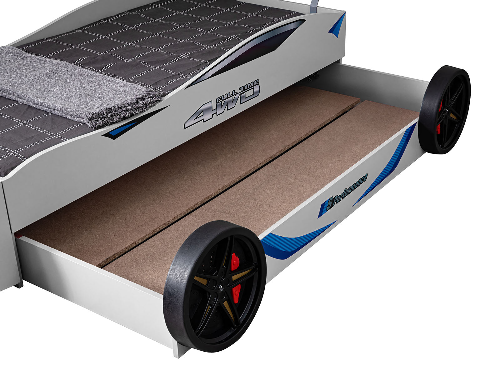 Tracklite - Car Bed w/ Trundle, White