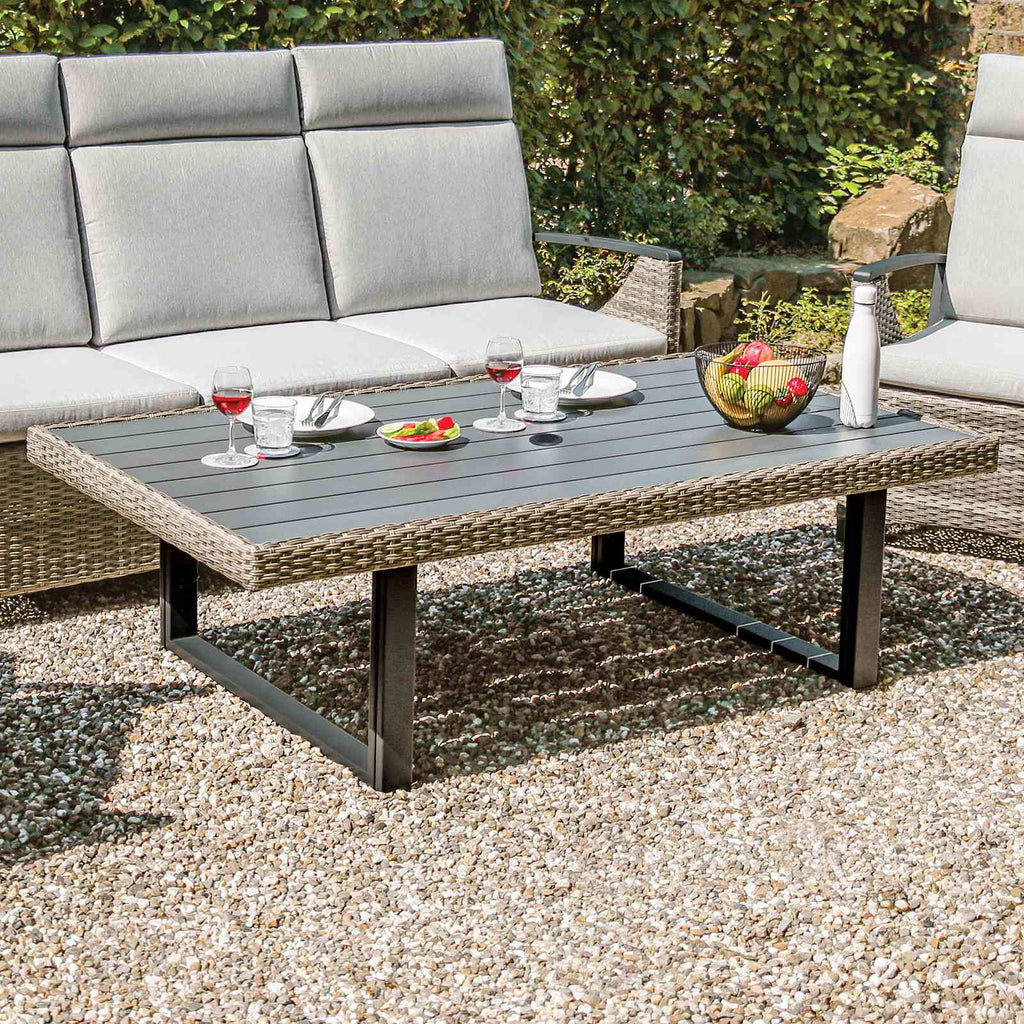 Antigua - Height-Adjustable Table, Gun Metal/Brown/Gray