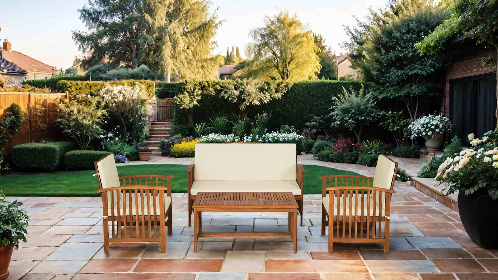 Kyushu Patio Set, Beige/Natural