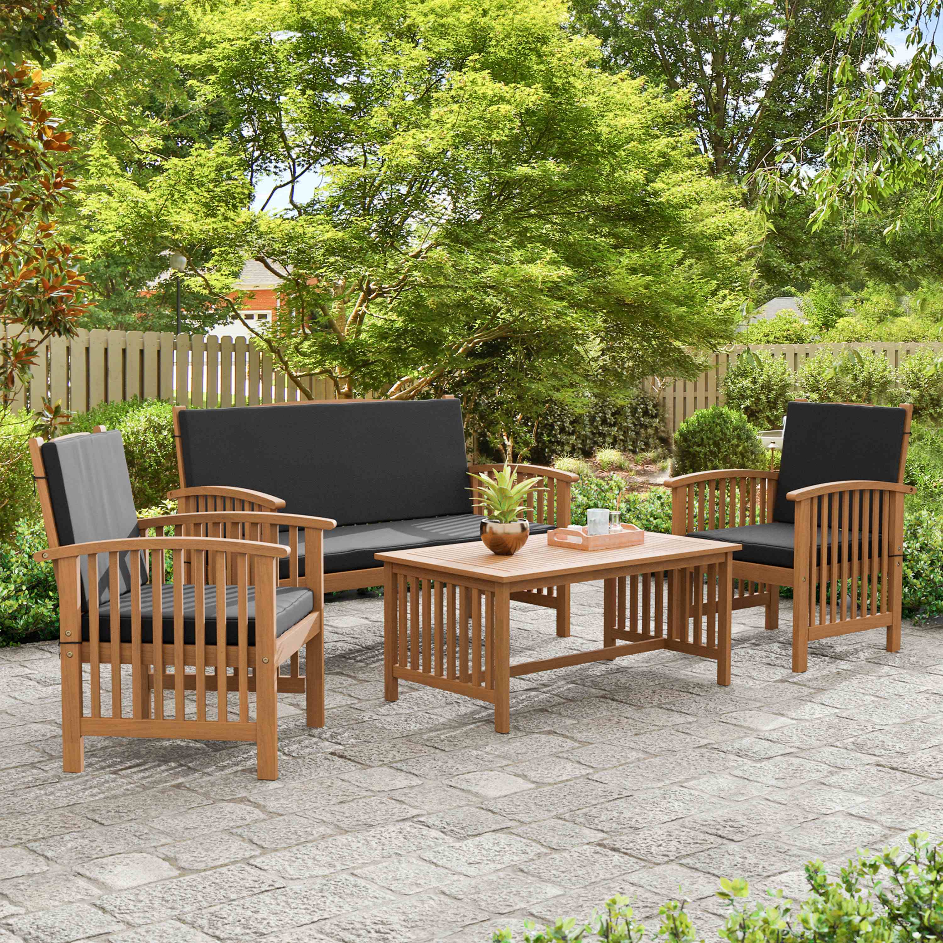 Kyushu Patio Set, Black/Natural