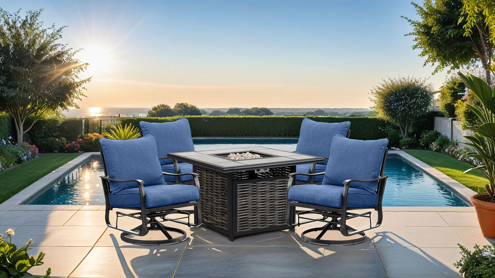 Segovia - Swivel Glider Arm Chair (2/CTN), Navy/Black