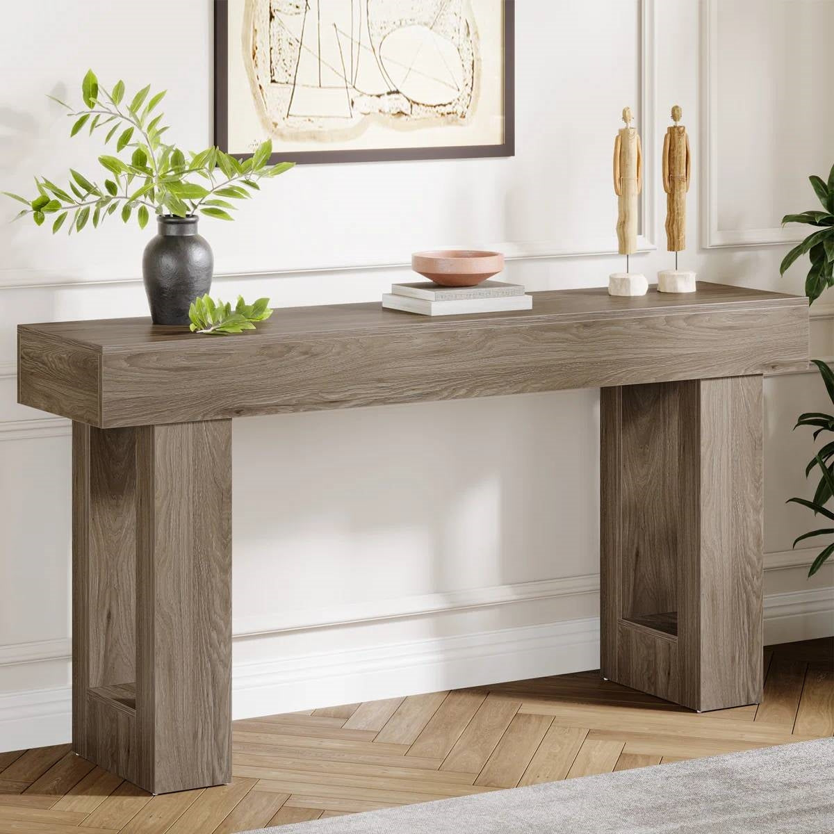 Modern Farmhouse 63-inch Console Sofa Table, Grey