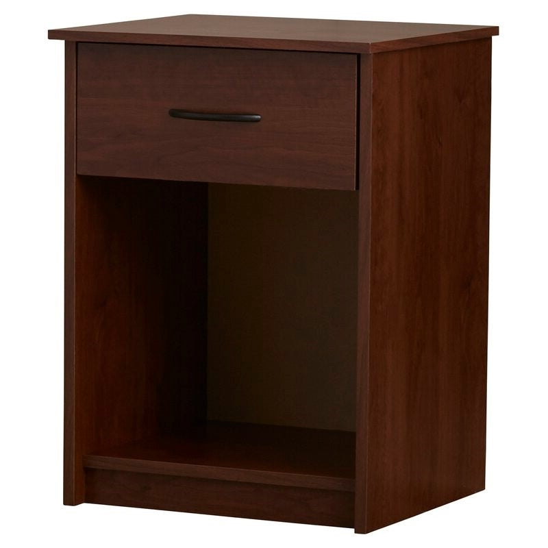 Bedroom 1-Drawer Nightstand End Table in Medium Brown Wood Finish