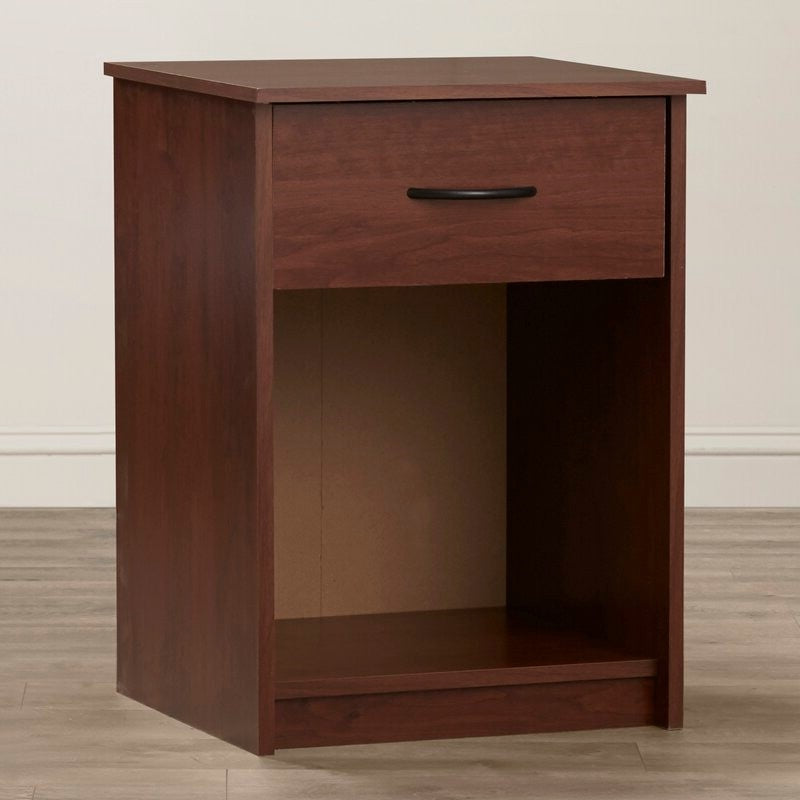 Bedroom 1-Drawer Nightstand End Table in Medium Brown Wood Finish