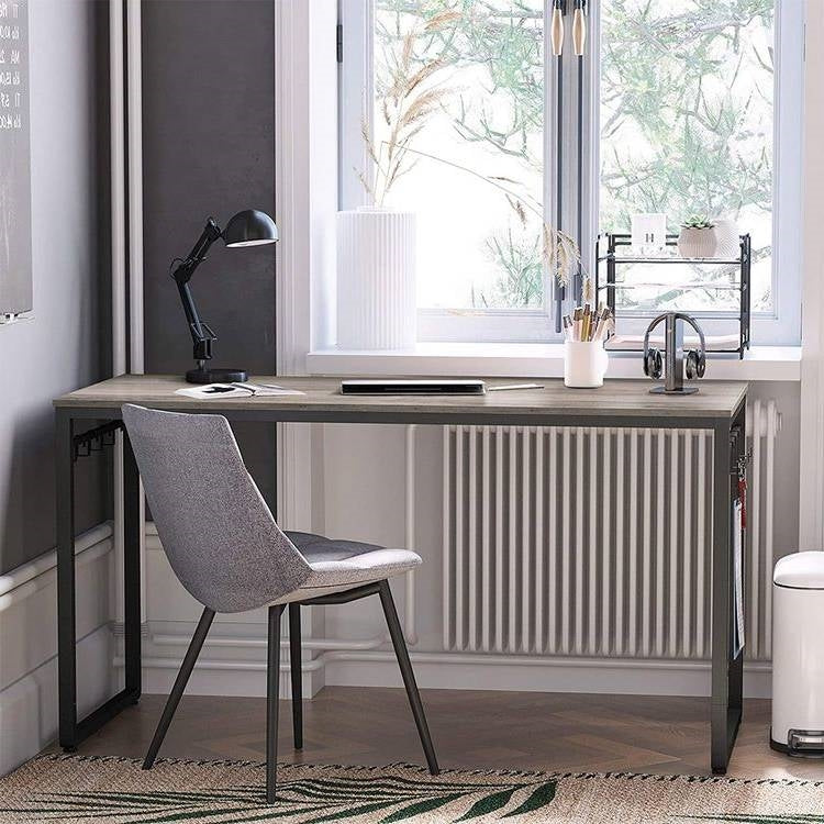 Modern Industrial Metal Frame Wood Top Laptop Computer Desk with Hooks
