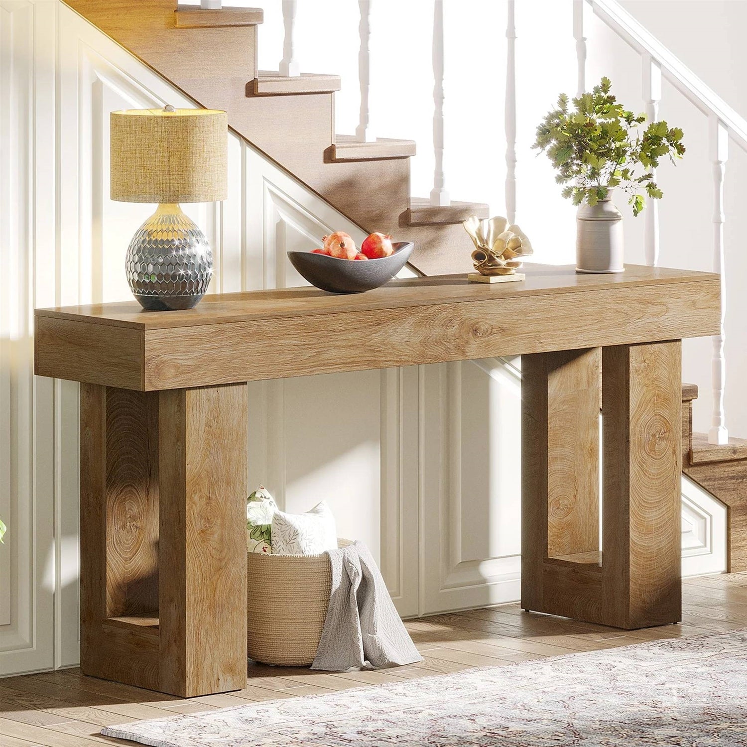 Modern Farmhouse 63-inch Console Sofa Table, Natural