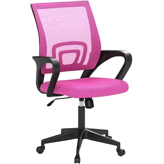 Mid-Back Ergonomic Mesh Office Chair, Pink