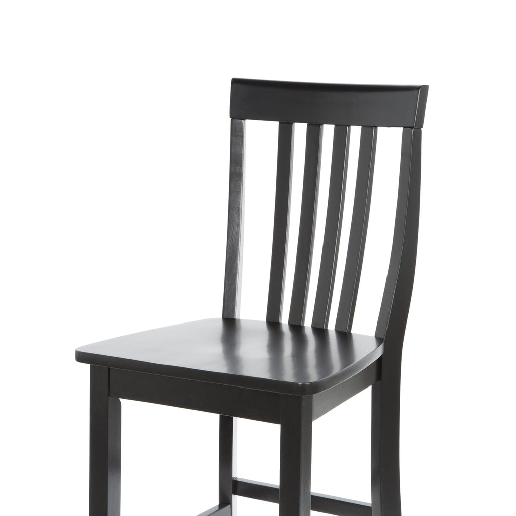 Set of 2 - 30-inch Solid Hardwood Bar Stools in Black Finish