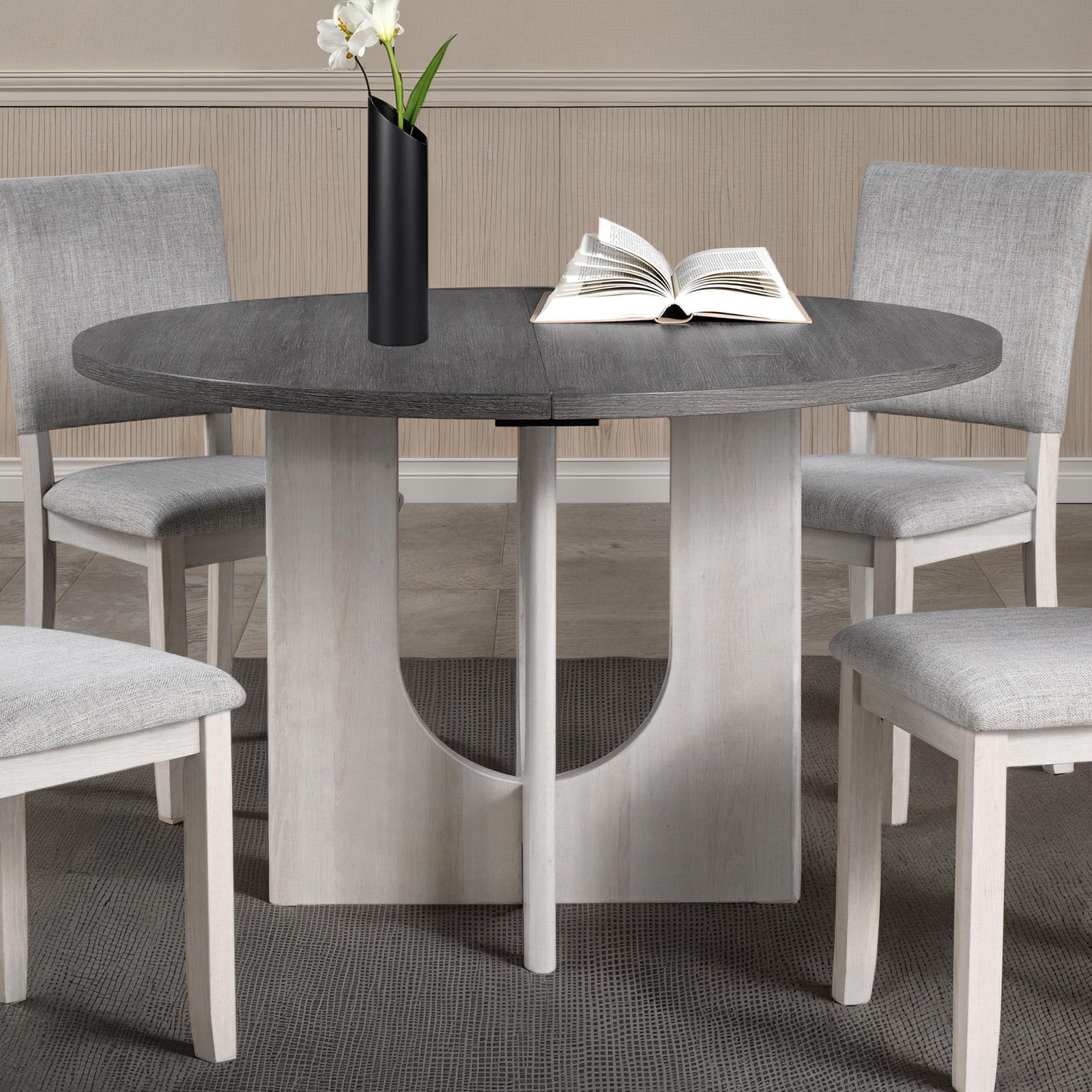 Oberto Round Dining Table - Gray
