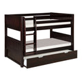 Solid Wood Modern Twin over Twin Bunk Bed with Trundle in Cappuccino