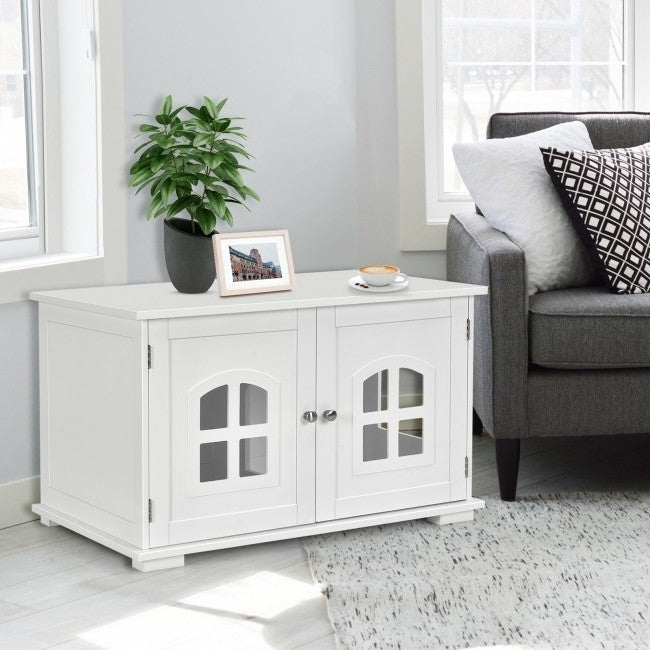 White Modern Large Ventilated Private Divider Cat Litter Box