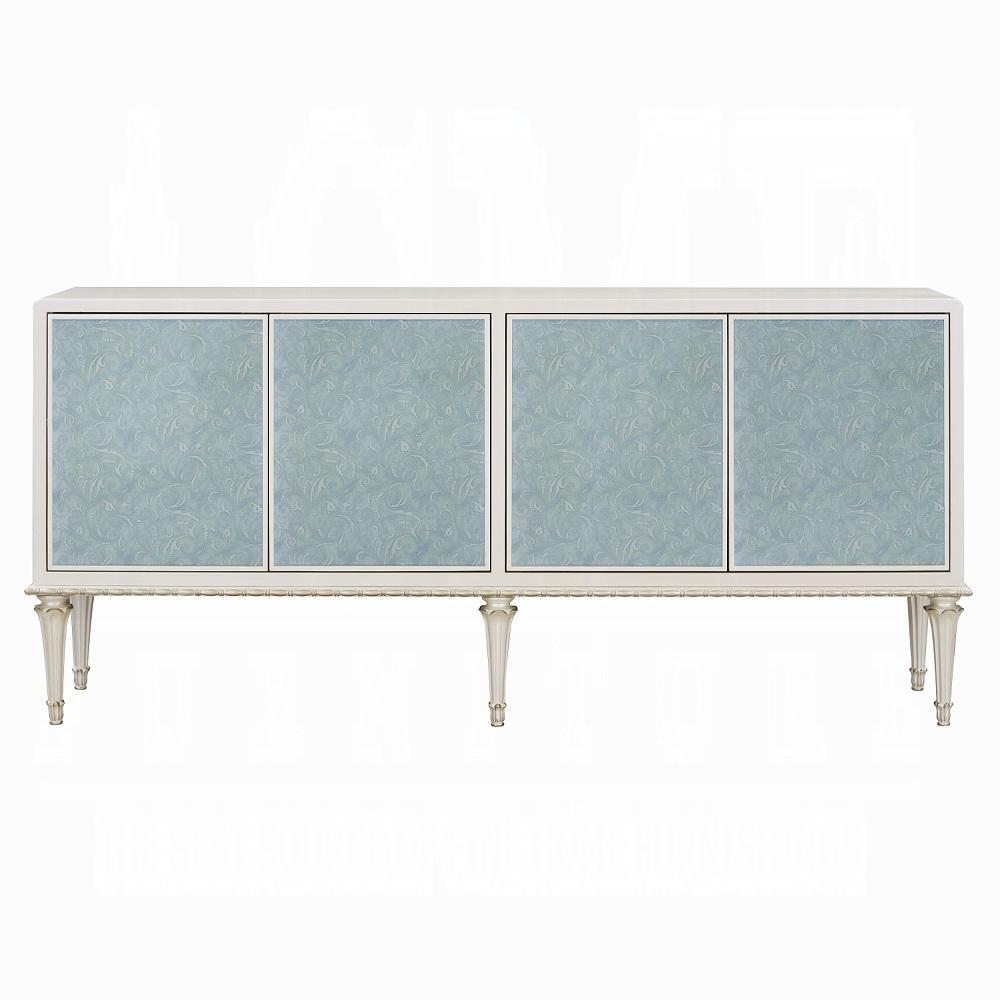 Ansaldo Console Cabinet AC02506 in Pearl White & Silver Shimmer