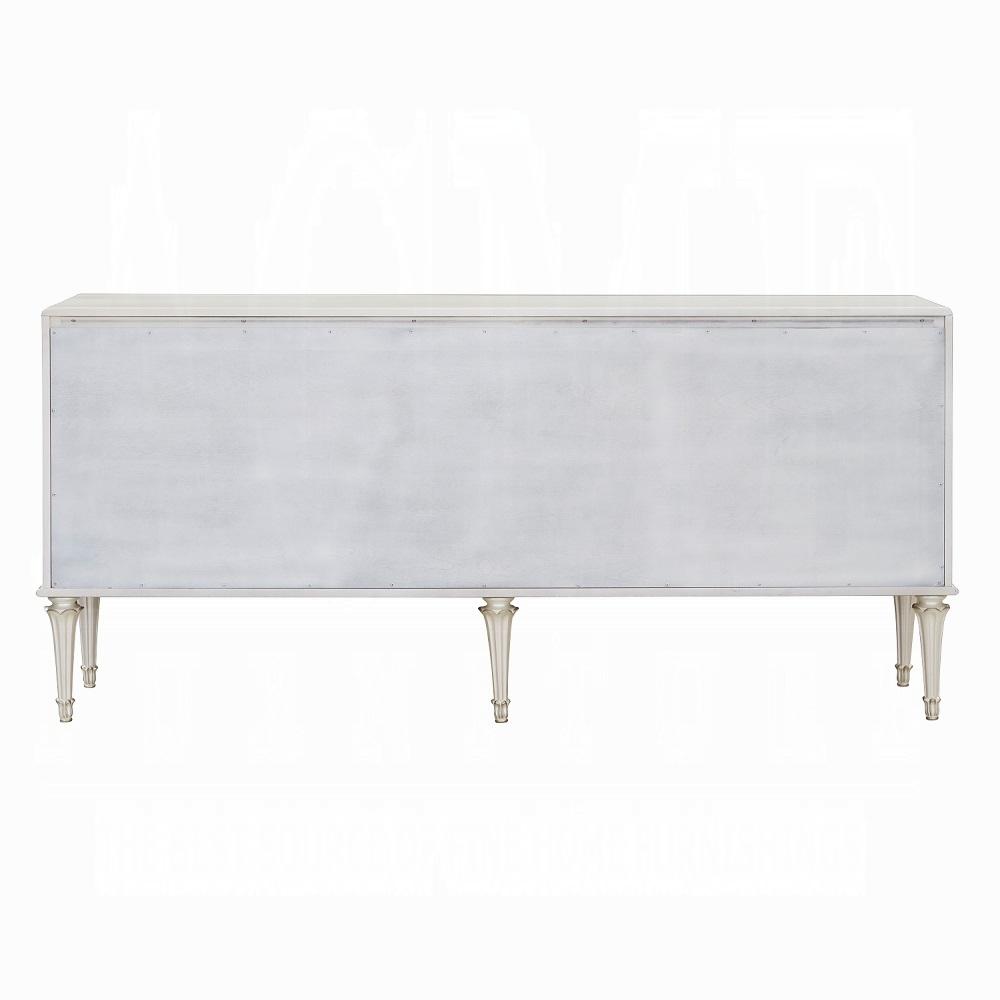 Ansaldo Console Cabinet AC02506 in Pearl White & Silver Shimmer