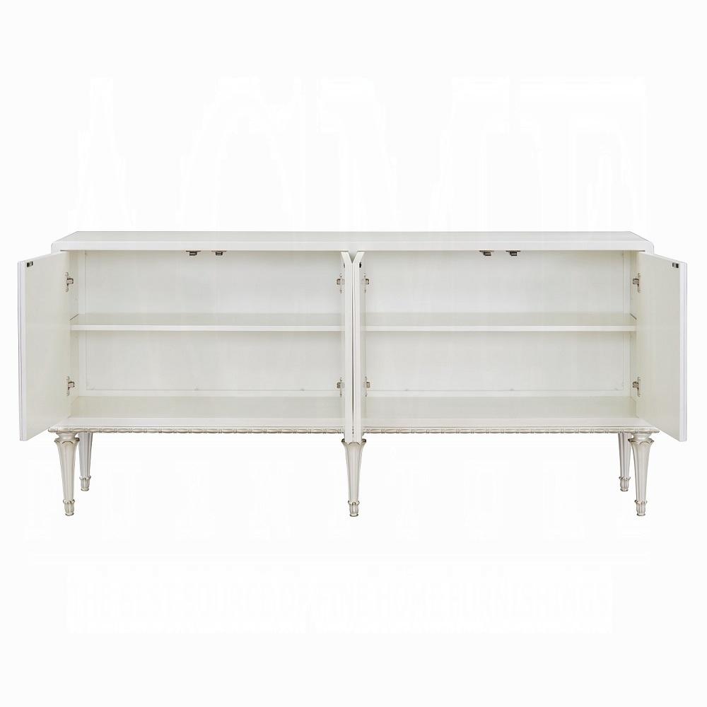 Ansaldo Console Cabinet AC02506 in Pearl White & Silver Shimmer