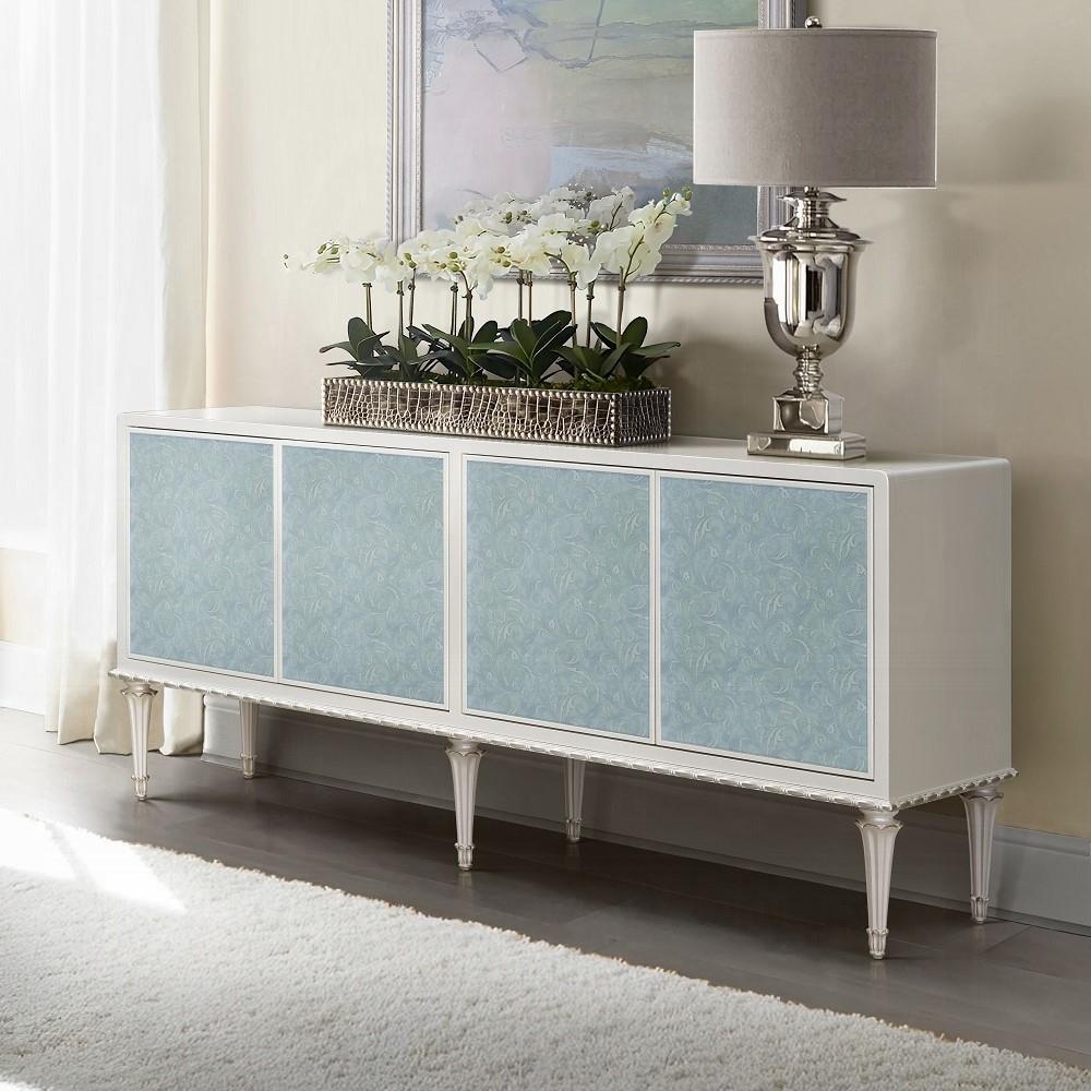 Ansaldo Console Cabinet AC02506 in Pearl White & Silver Shimmer