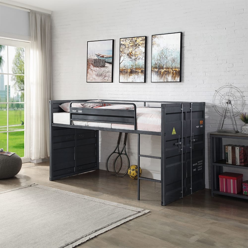 Cargo Twin Loft Bed with Slide 38305 in Gunmetal
