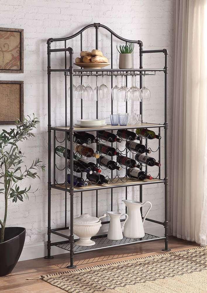Edina Wine Cabinet DN01060 in Oak and Sandy Black