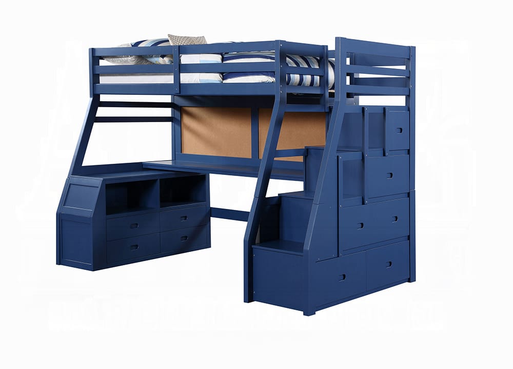 Jason II Storage Twin Loft Bed 37455 in Navy Blue