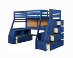 Jason II Storage Twin Loft Bed 37455 in Navy Blue