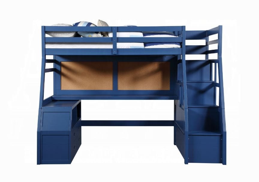 Jason II Storage Twin Loft Bed 37455 in Navy Blue