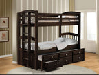 Micah Twin/Twin Bunk Bed and Trundle with 3 Drawers 40000 in Espresso