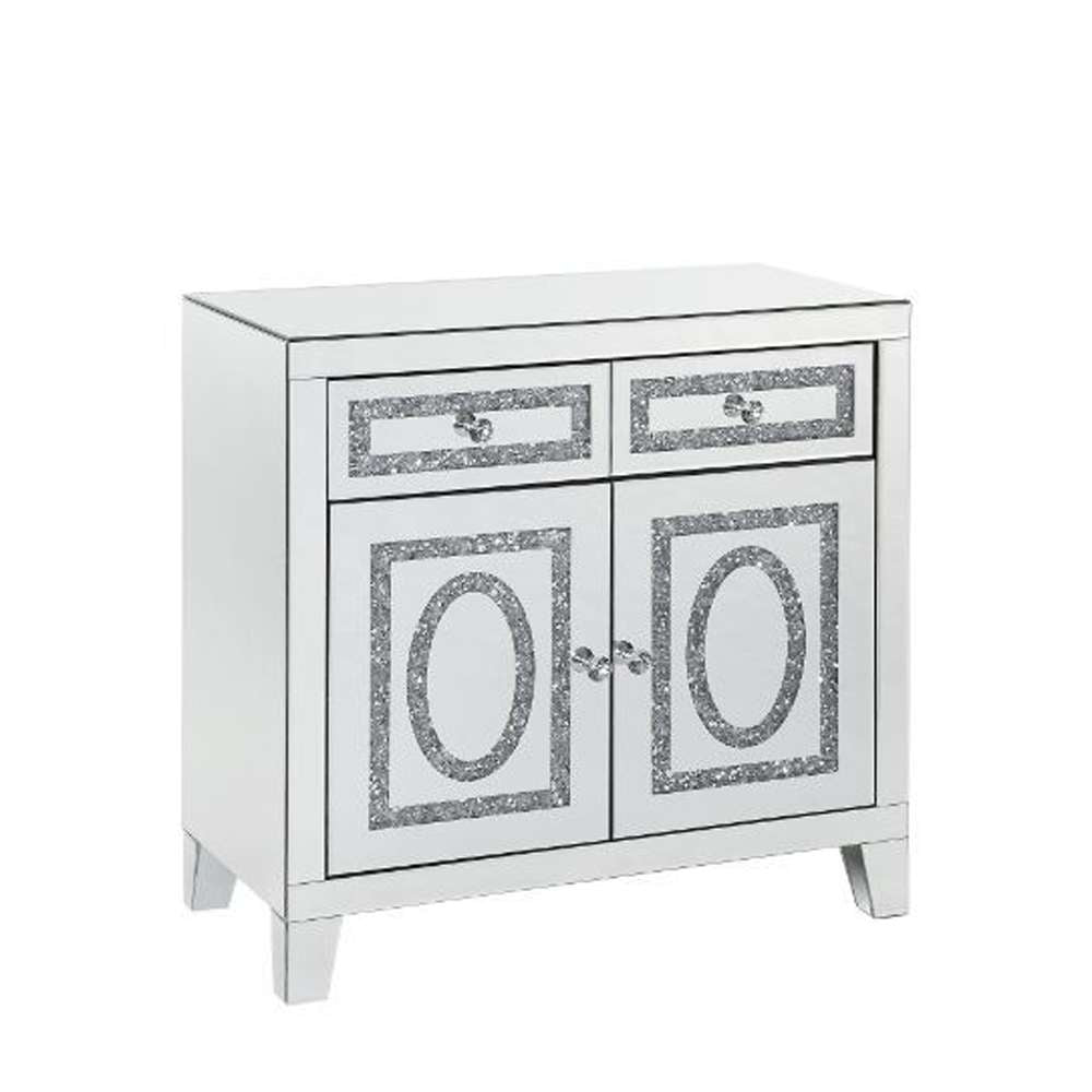 Noralie Cabinet 97952 in Mirrored & Faux Diamonds