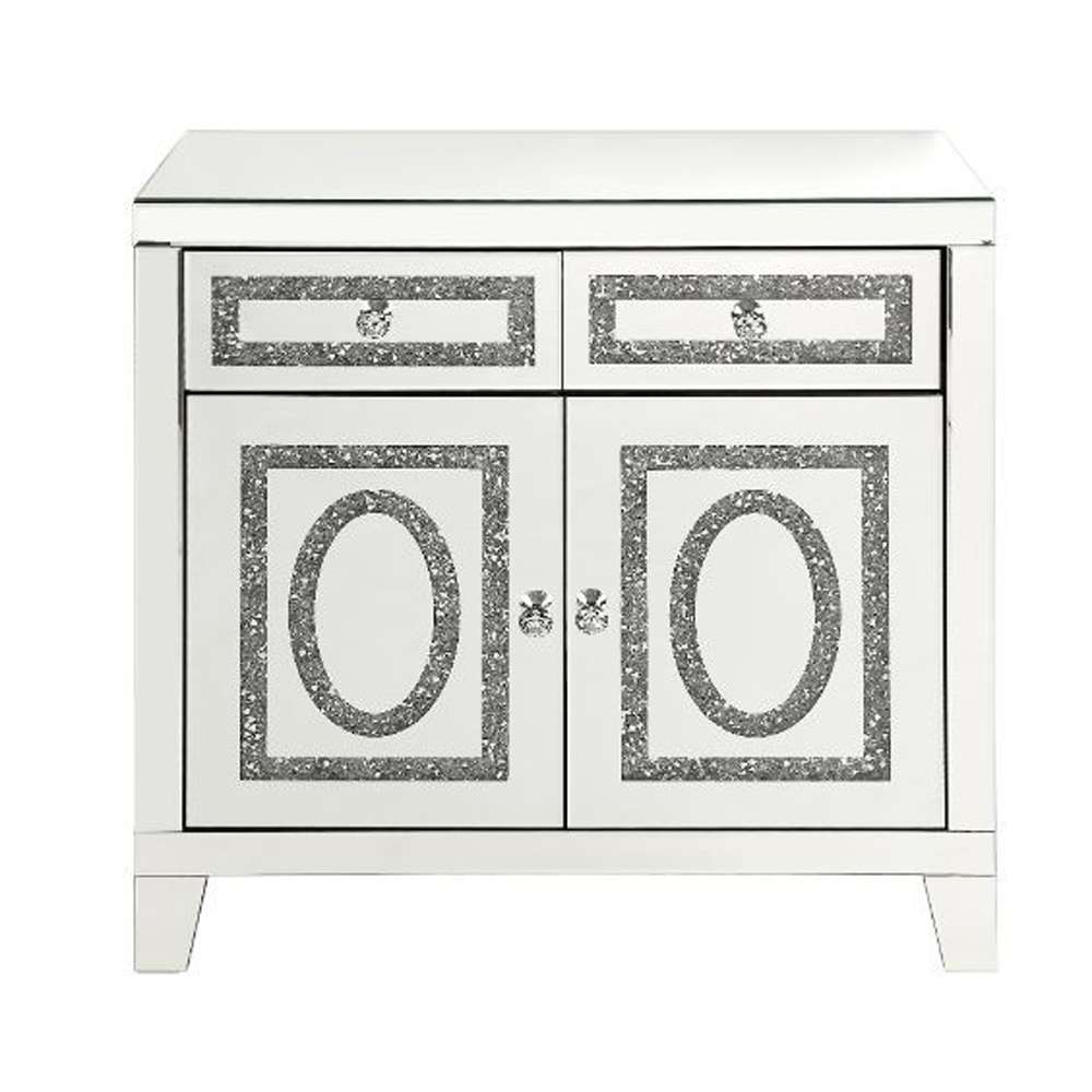 Noralie Cabinet 97952 in Mirrored & Faux Diamonds
