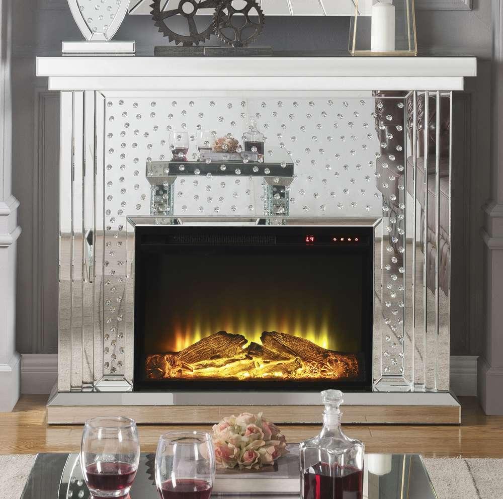 Nysa Fireplace 90204 in Mirrored & Faux Crystals