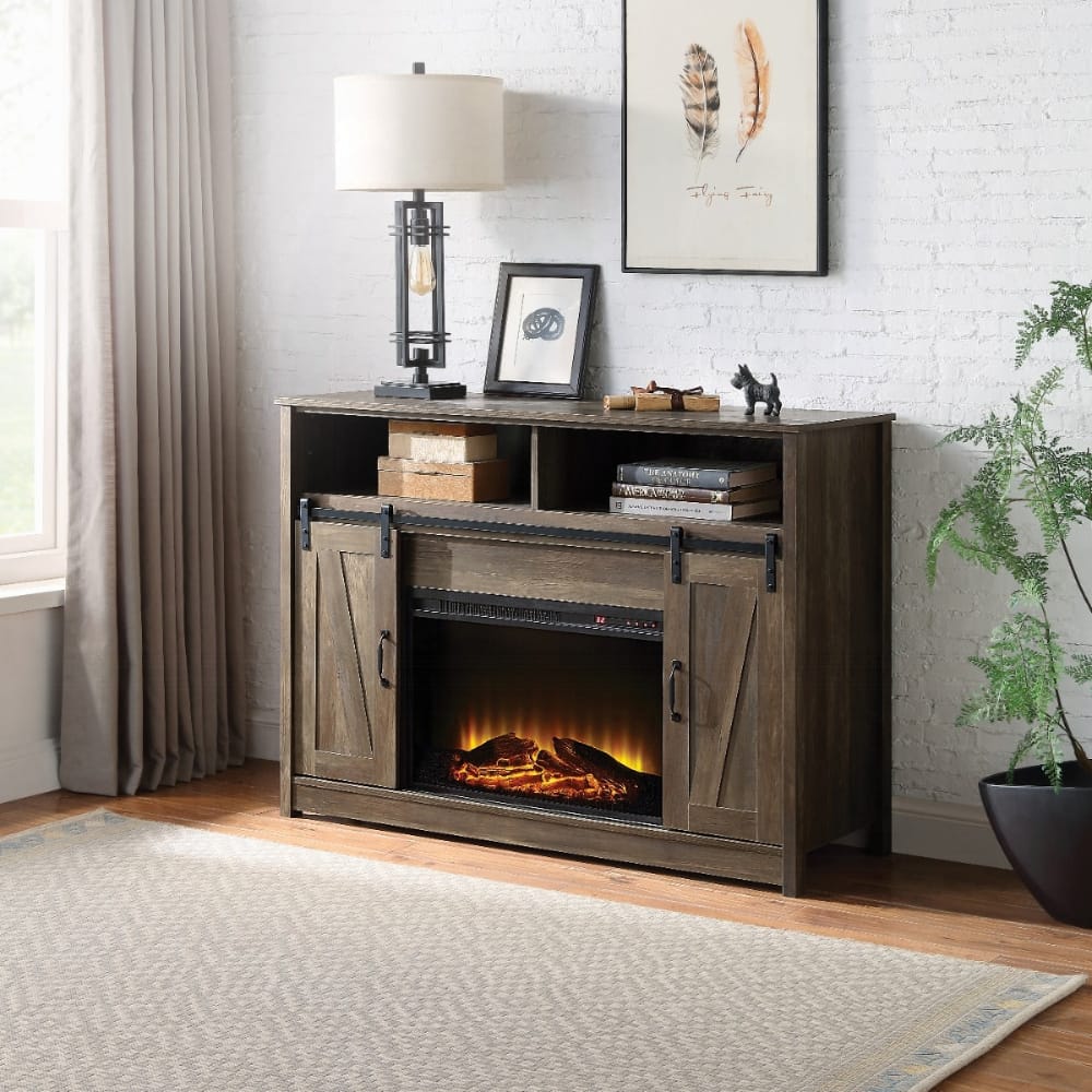 Tobias Fireplace AC00274 in Rustic Oak Finish