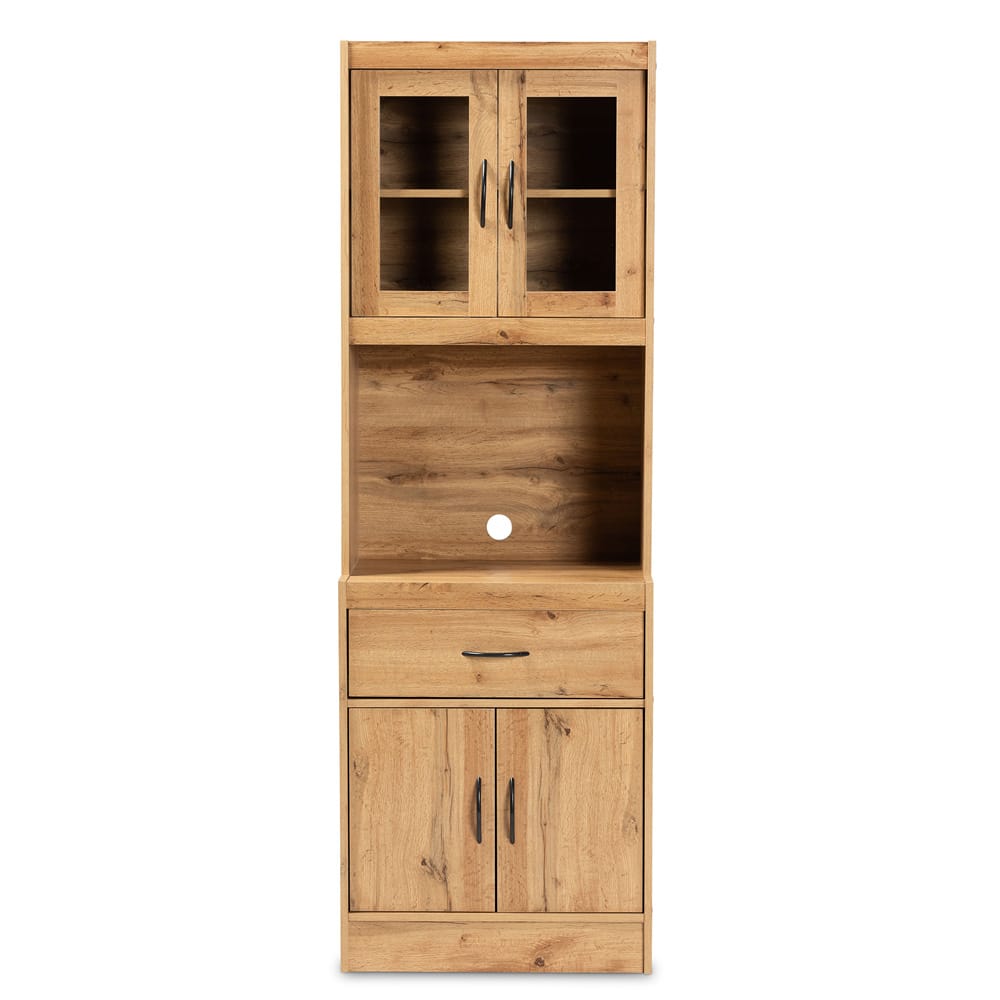 Laurana Kitchen Cabinet Hutch with Microwave Compartment Oak Brown