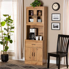 Laurana Kitchen Cabinet Hutch with Microwave Compartment Oak Brown