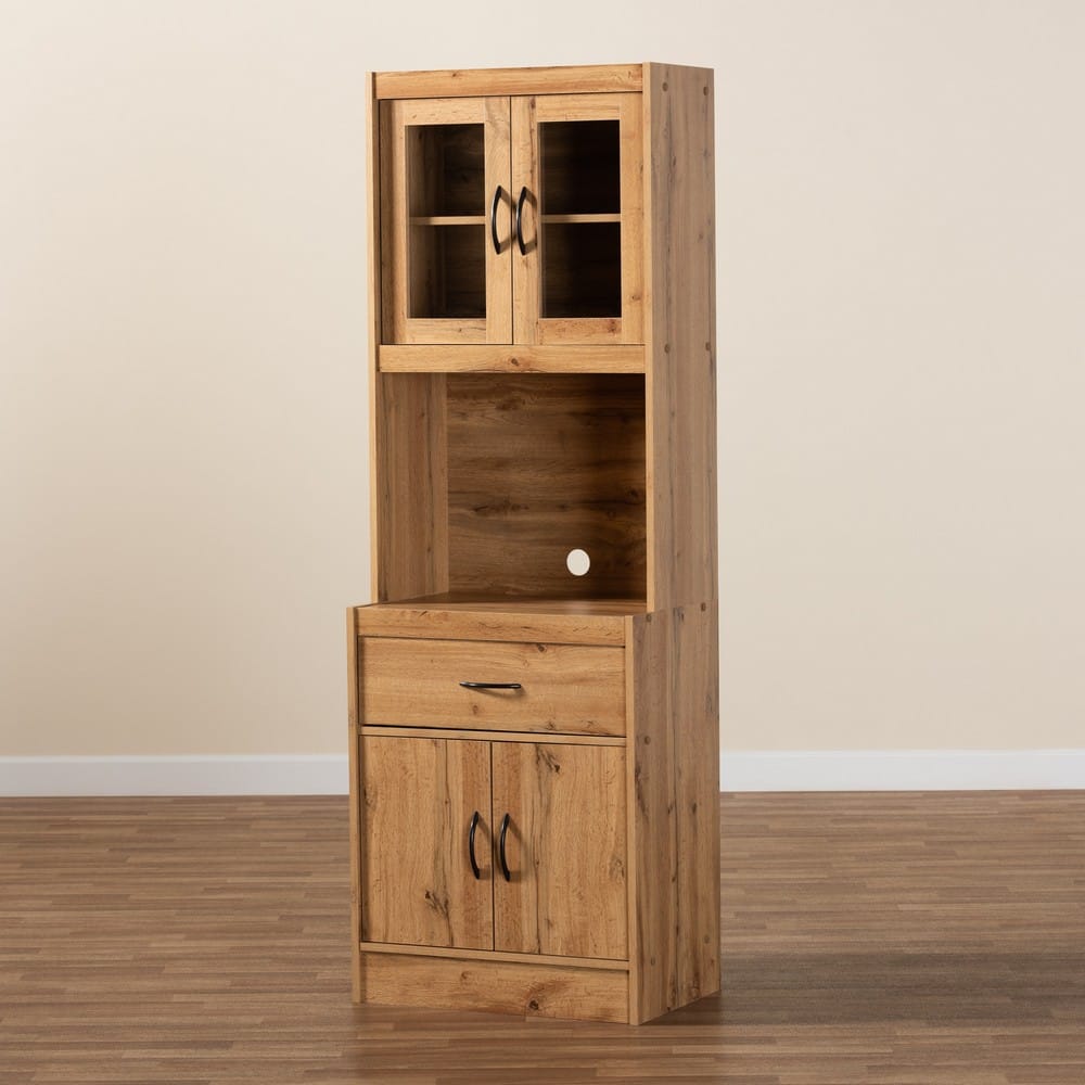 Laurana Kitchen Cabinet Hutch with Microwave Compartment Oak Brown