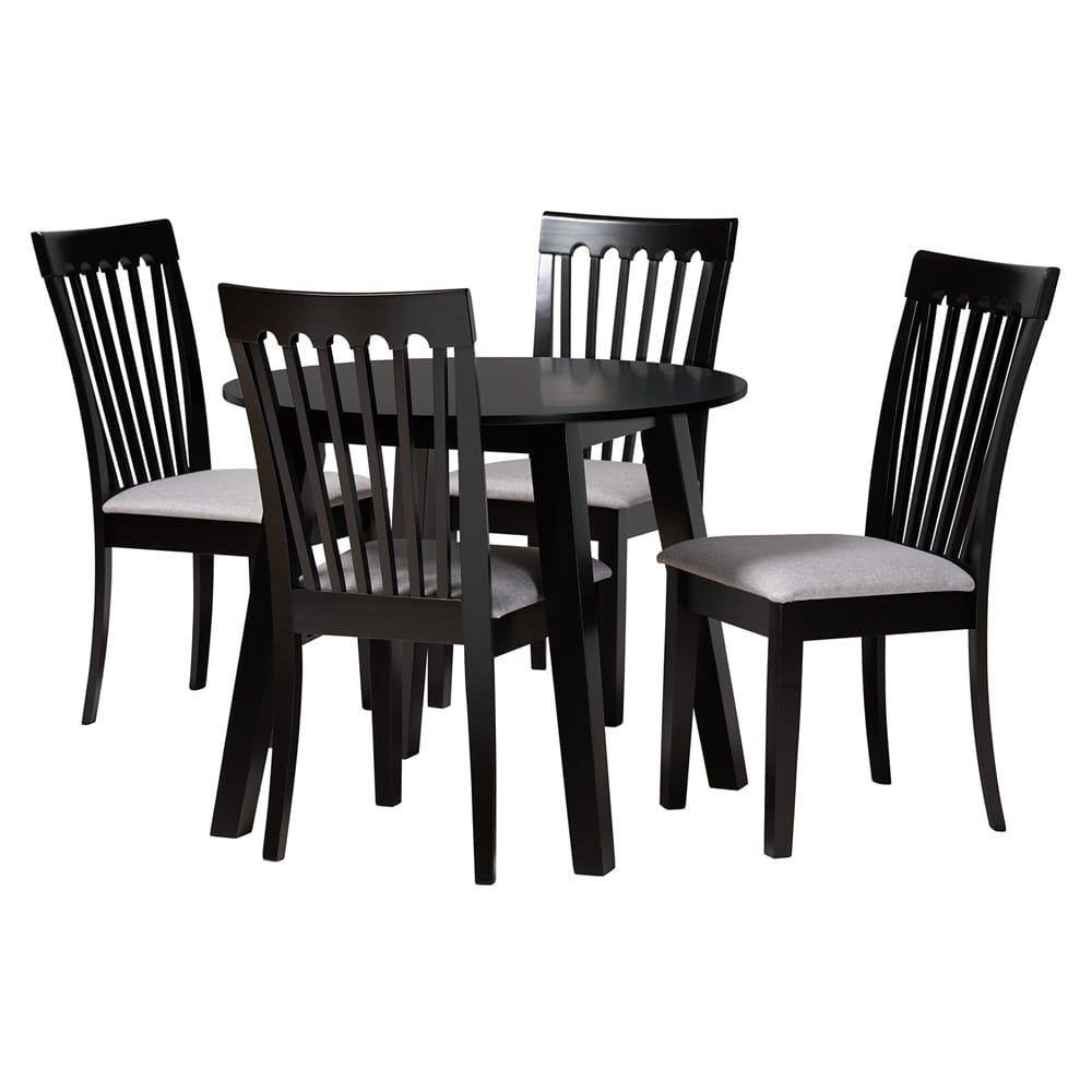 Nina 5PC Dining Set Grey/Espresso Brown Nina-Grey/Dark Brown-5PC Dining Set