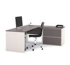 Bestar Connexion 72W L-Shaped Desk in Slate & Sandstone