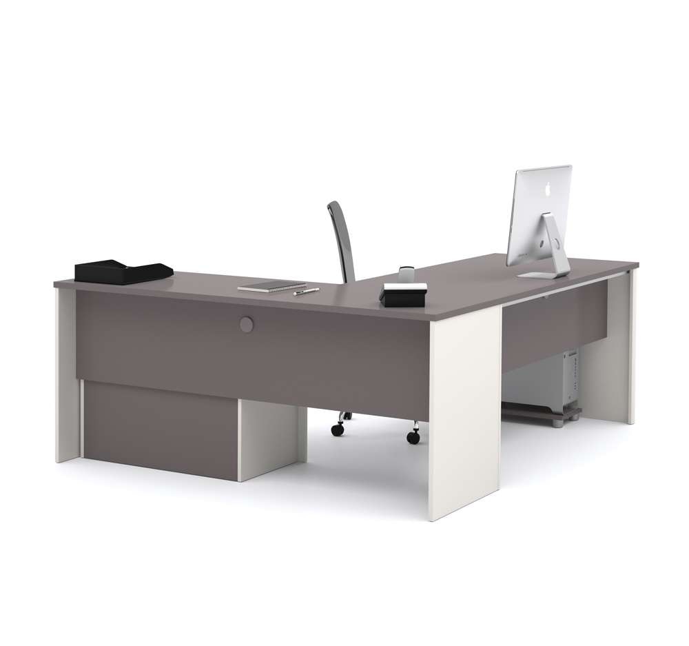 Bestar Connexion 72W L-Shaped Desk in Slate & Sandstone