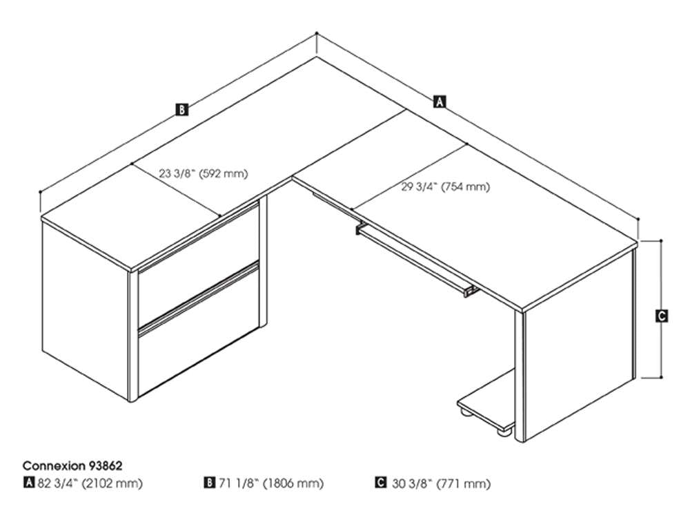 Bestar Connexion 72W L-Shaped Desk in Slate & Sandstone