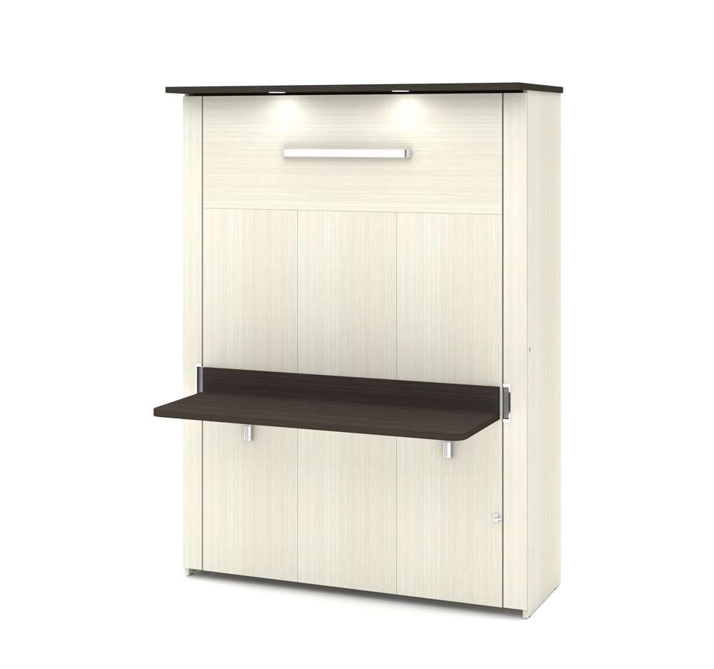 Bestar Lumina Full Murphy Bed with Desk in White Chocolate