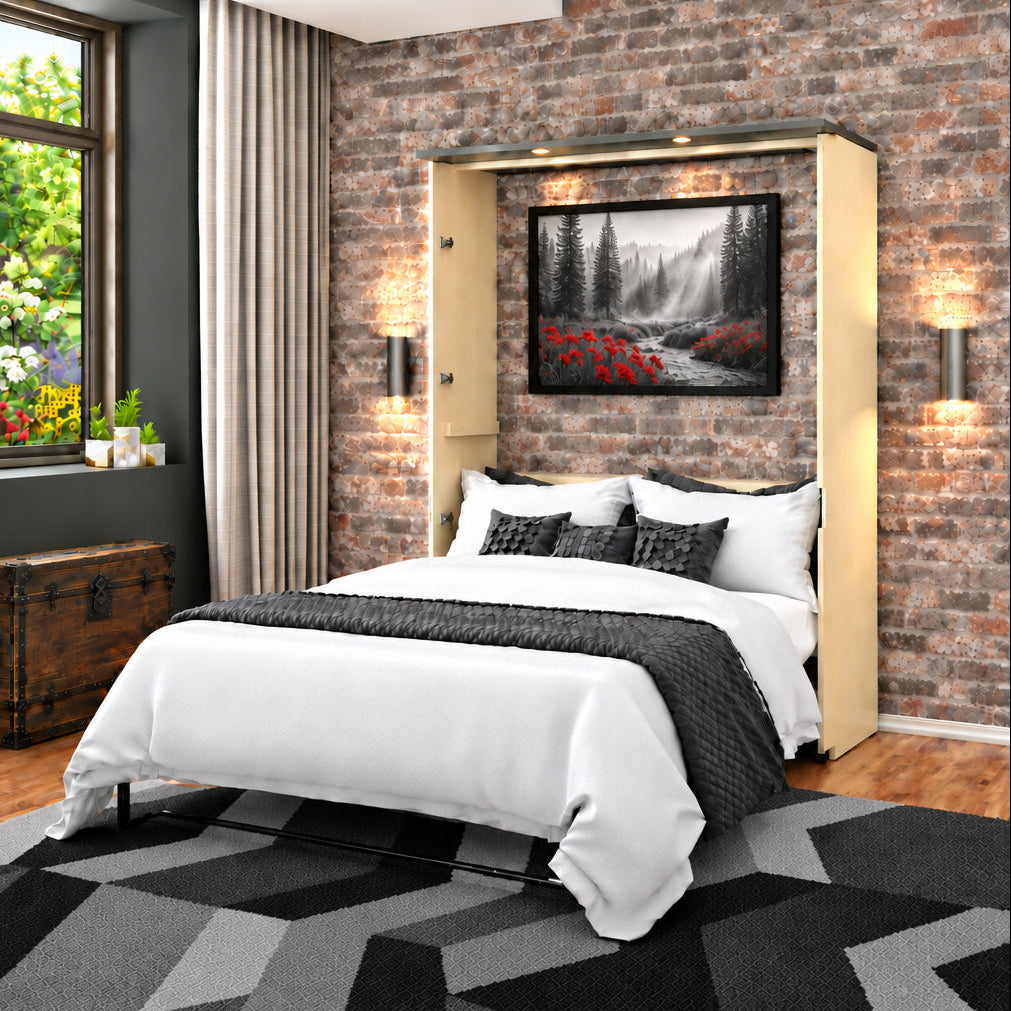 Bestar Lumina Full Murphy Bed with Desk in White Chocolate