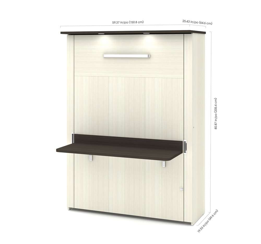 Bestar Lumina Full Murphy Bed with Desk in White Chocolate