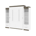 Bestar Orion Queen Murphy Bed with Narrow Shelving Units and Drawers