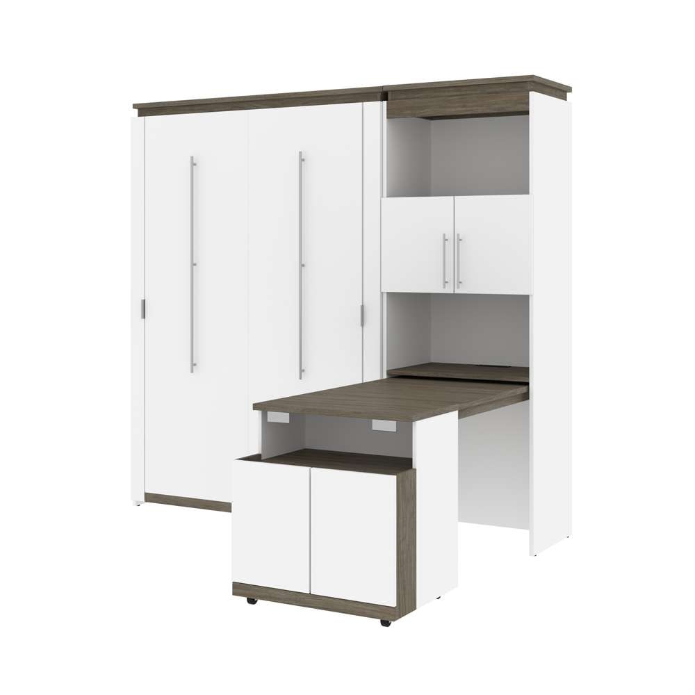 Bestar Orion Full Murphy Bed and Shelving Unit with Fold-Out Desk