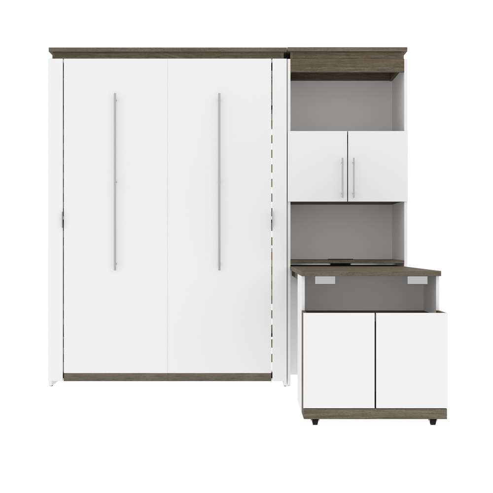 Bestar Orion Full Murphy Bed and Shelving Unit with Fold-Out Desk
