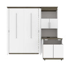 Bestar Orion Full Murphy Bed and Shelving Unit with Fold-Out Desk