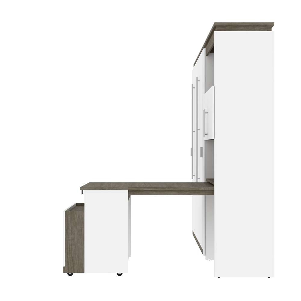 Bestar Orion Full Murphy Bed and Shelving Unit with Fold-Out Desk