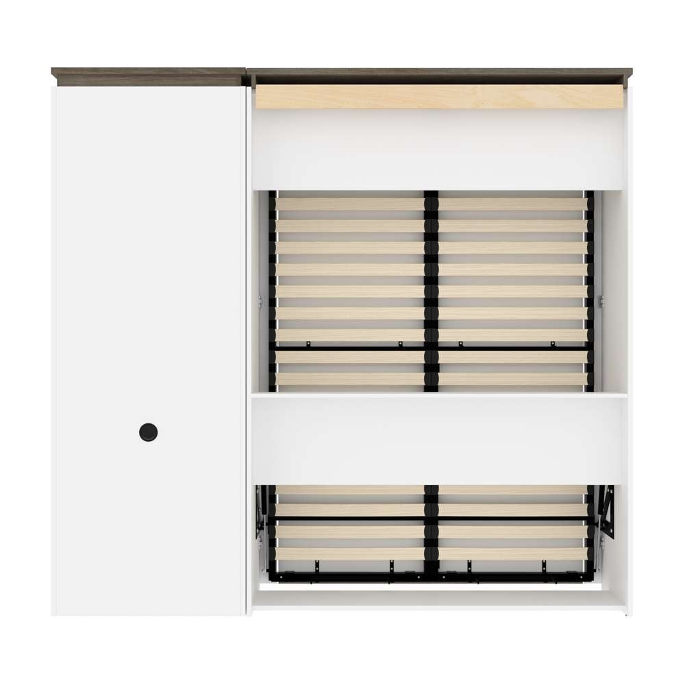 Bestar Orion Full Murphy Bed and Shelving Unit with Fold-Out Desk