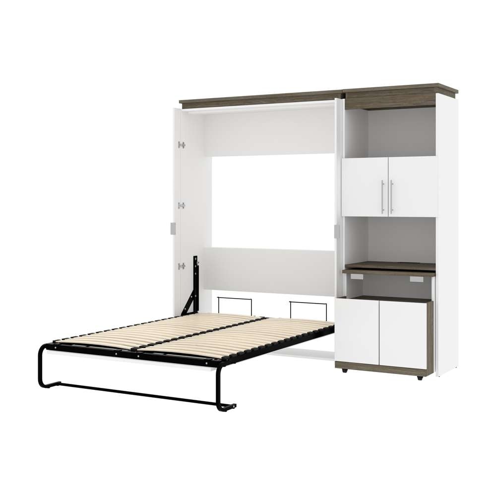 Bestar Orion Full Murphy Bed and Shelving Unit with Fold-Out Desk