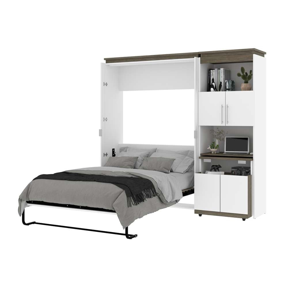 Bestar Orion Full Murphy Bed and Shelving Unit with Fold-Out Desk