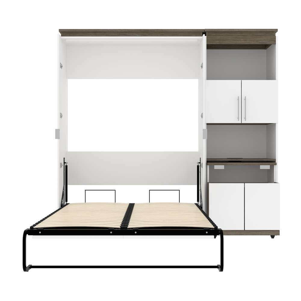 Bestar Orion Full Murphy Bed and Shelving Unit with Fold-Out Desk