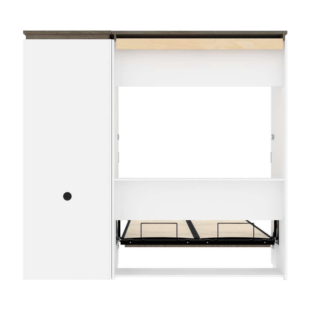 Bestar Orion Full Murphy Bed and Shelving Unit with Fold-Out Desk